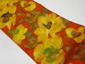 リサイクル　花々模様織出し名古屋帯